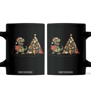 Christmas Dinosaur Knitting Coffee Mug Funny Yarn Tree Gift TS12 Black Print Your Wear