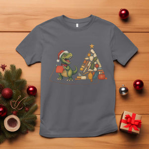 Christmas Dinosaur Knitting T Shirt Funny Yarn Tree Gift - Print Your Wear