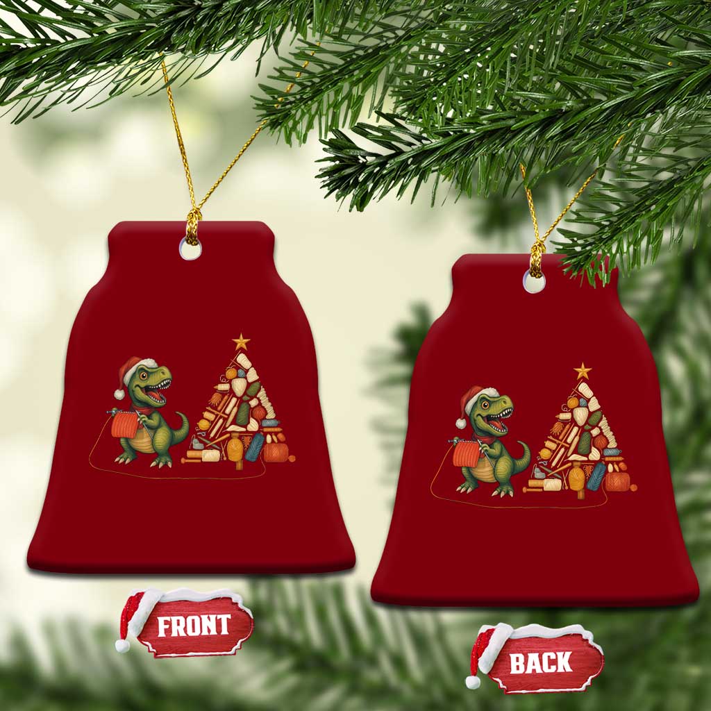 Xmas Dinosaur Knitting Ceramic Ornament Funny Yarn Tree Gift TS12 Print Your Wear
