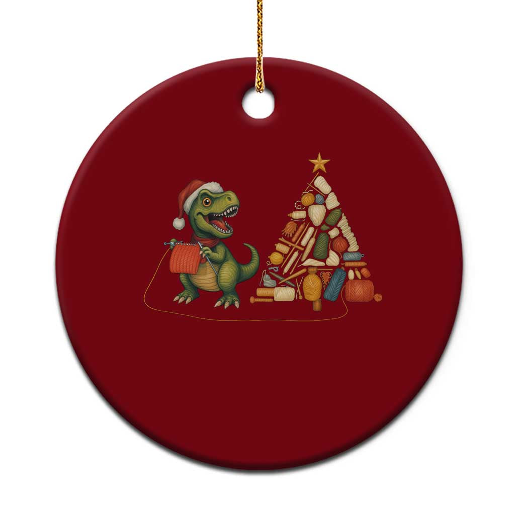 Xmas Dinosaur Knitting Ceramic Ornament Funny Yarn Tree Gift TS12 1pc Red Print Your Wear