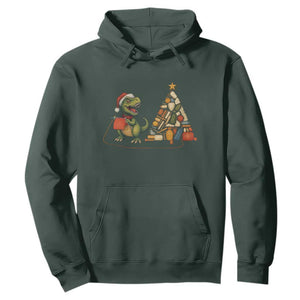 Christmas Dinosaur Knitting Hoodie Funny Yarn Tree Gift TS12 Dark Forest Green Print Your Wear
