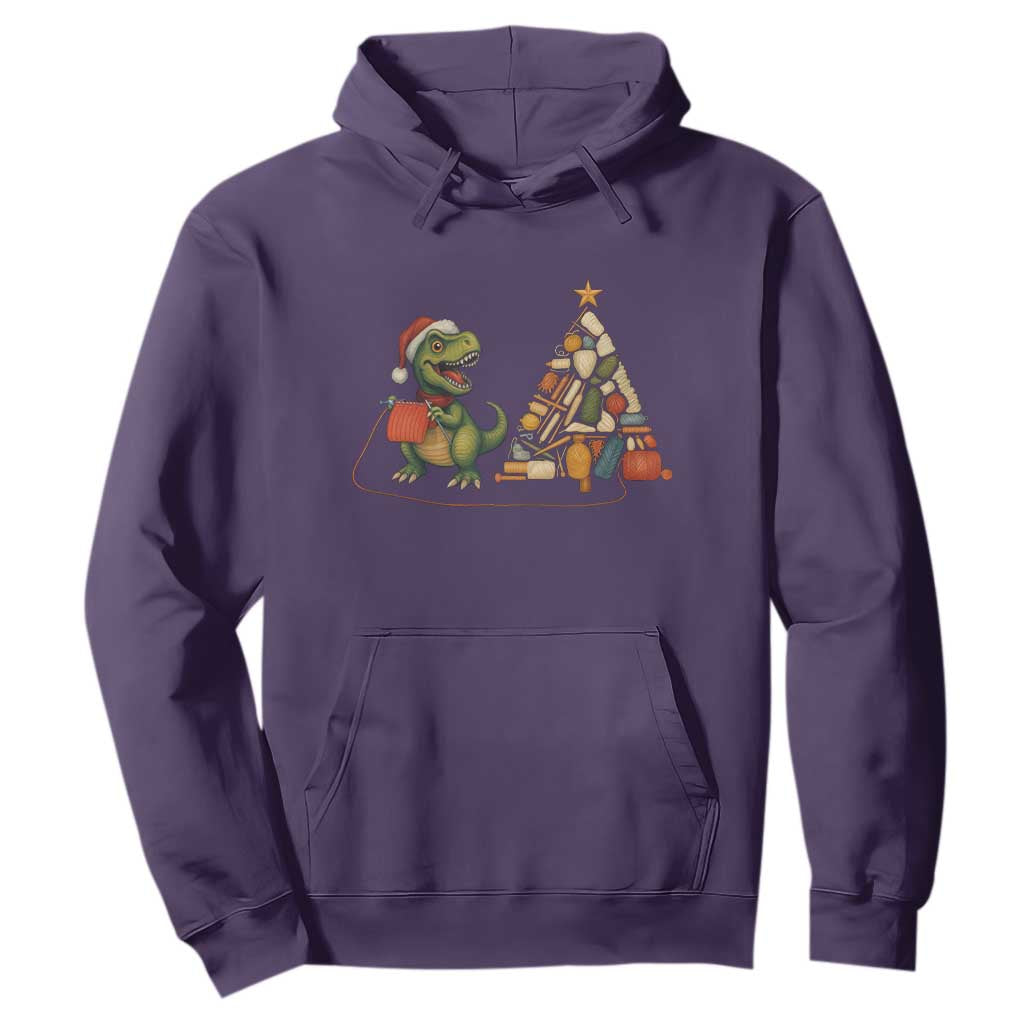 Christmas Dinosaur Knitting Hoodie Funny Yarn Tree Gift TS12 Purple Print Your Wear