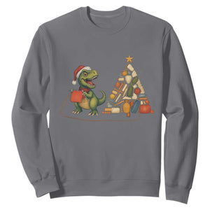 Christmas Dinosaur Knitting Sweatshirt Funny Yarn Tree Gift TS12 Charcoal Print Your Wear