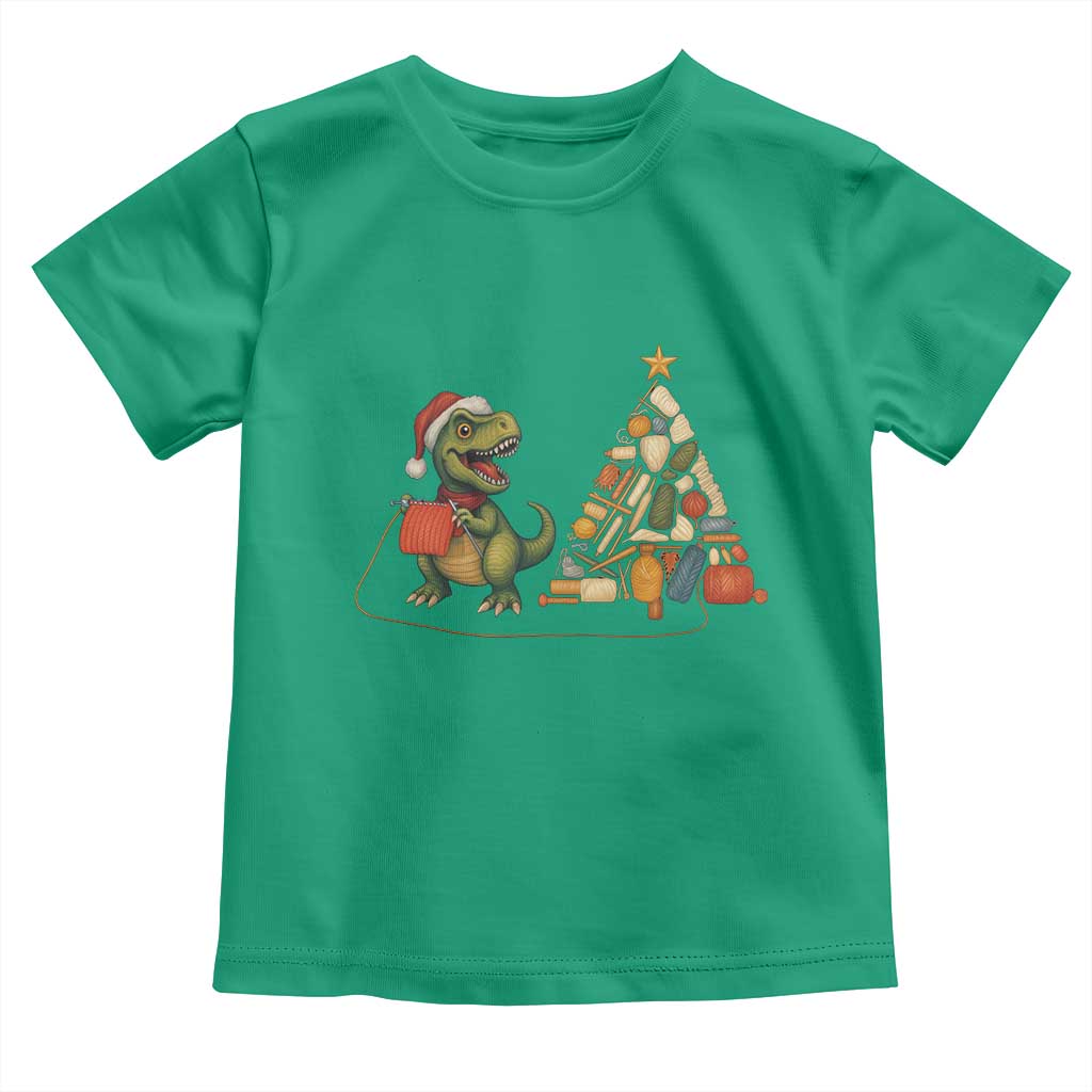 Christmas Dinosaur Knitting Toddler T Shirt Funny Yarn Tree Gift TS12 Irish Green Print Your Wear