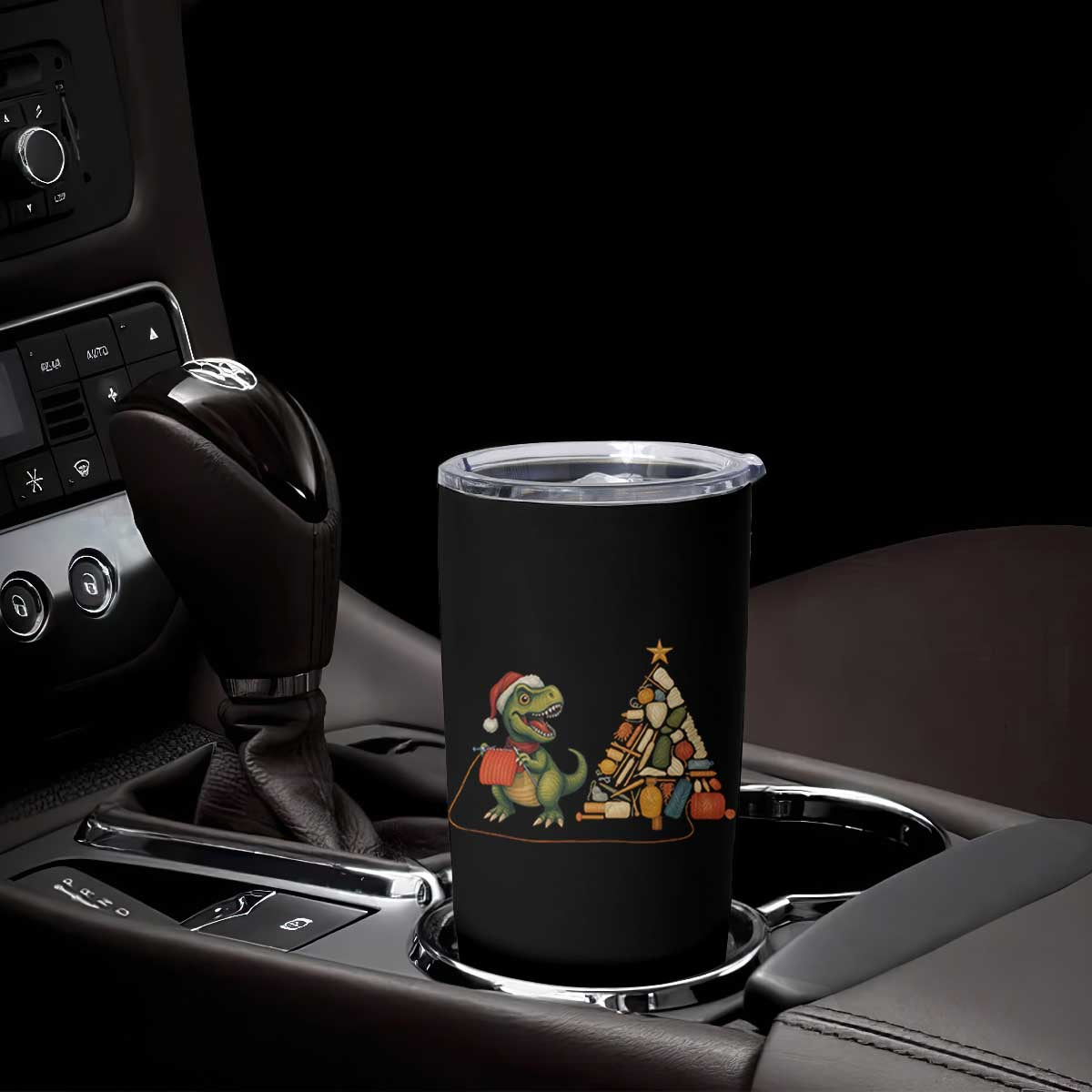 Christmas Dinosaur Knitting Tumbler Cup Funny Yarn Tree Gift TS12 Print Your Wear
