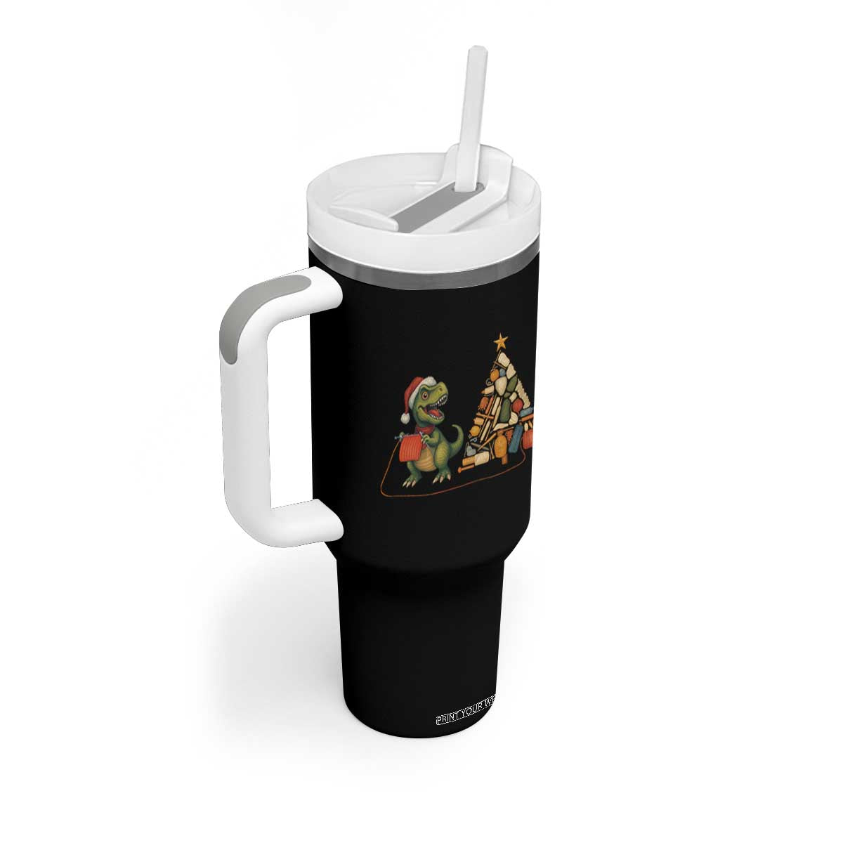Christmas Dinosaur Knitting Tumbler With Handle Funny Yarn Tree Gift TS12 Print Your Wear