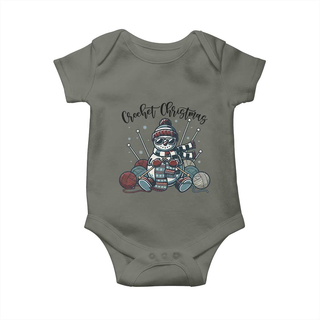 Crochet Christmas Baby Onesie Funny Snowman Crocheting Gift TS12 Military Green Print Your Wear