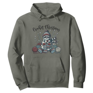 Crochet Christmas Hoodie Funny Snowman Crocheting Gift TS12 Military Green Print Your Wear