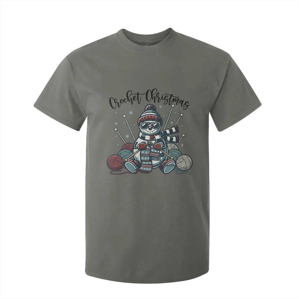 Crochet Christmas T Shirt For Kid Funny Snowman Crocheting Gift TS12 Military Green Print Your Wear