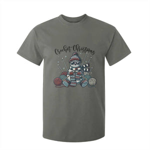 Crochet Christmas T Shirt For Kid Funny Snowman Crocheting Gift TS12 Military Green Print Your Wear