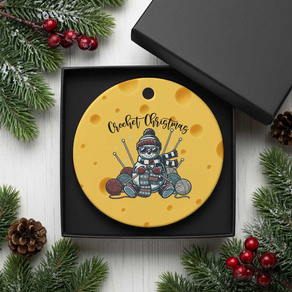 Crochet Xmas Ceramic Ornament Funny Snowman Crocheting Gift TS12 1pc Yellow Cheese Print Your Wear