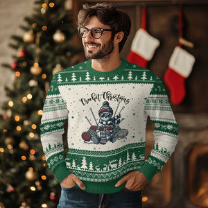 Crochet Xmas Ugly Christmas Sweater Funny Snowman Crocheting Gift TS12 Beige Green Print Your Wear