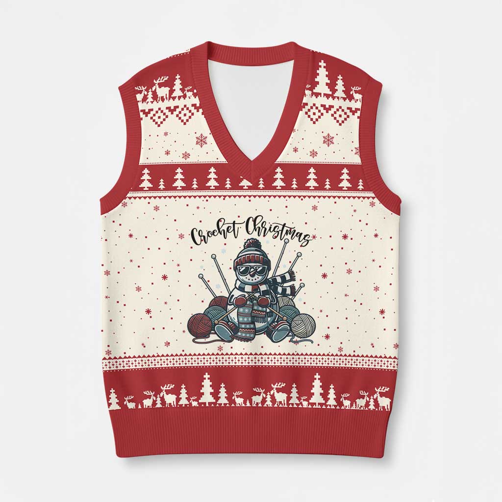 Crochet Xmas V-Neck Knit Sweater Vest Funny Snowman Crocheting Gift TS12 Beige Red Print Your Wear