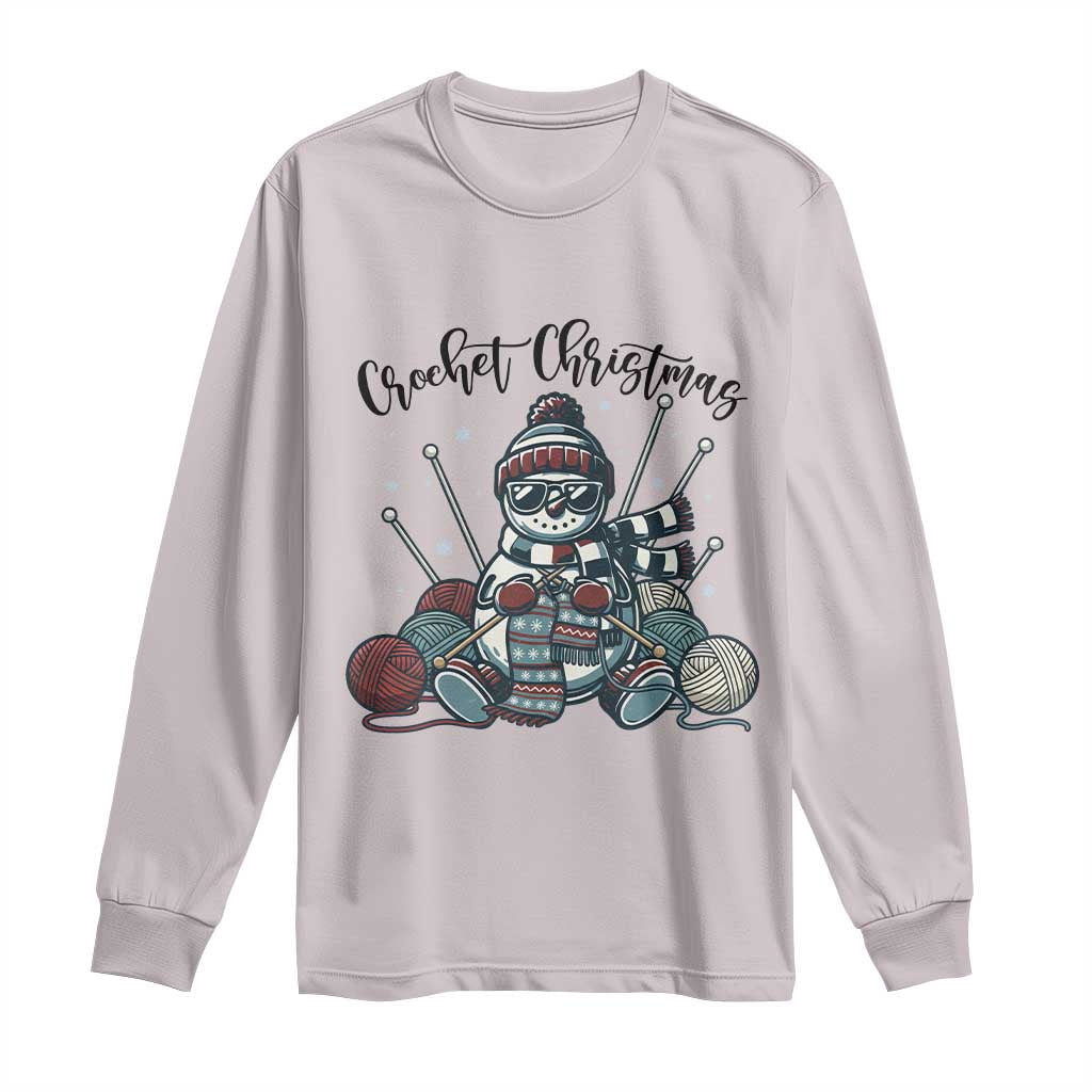 Crochet Christmas Long Sleeve Shirt Funny Snowman Crocheting Gift TS12 Ice Gray Print Your Wear