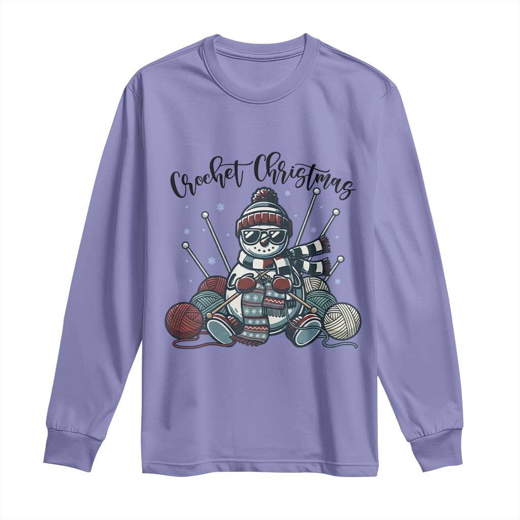 Crochet Christmas Long Sleeve Shirt Funny Snowman Crocheting Gift TS12 Violet Print Your Wear