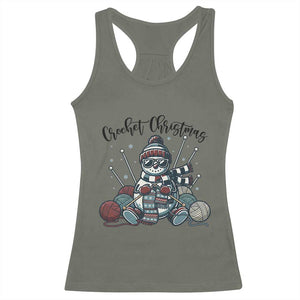 Crochet Christmas Racerback Tank Top Funny Snowman Crocheting Gift TS12 Military Green Print Your Wear