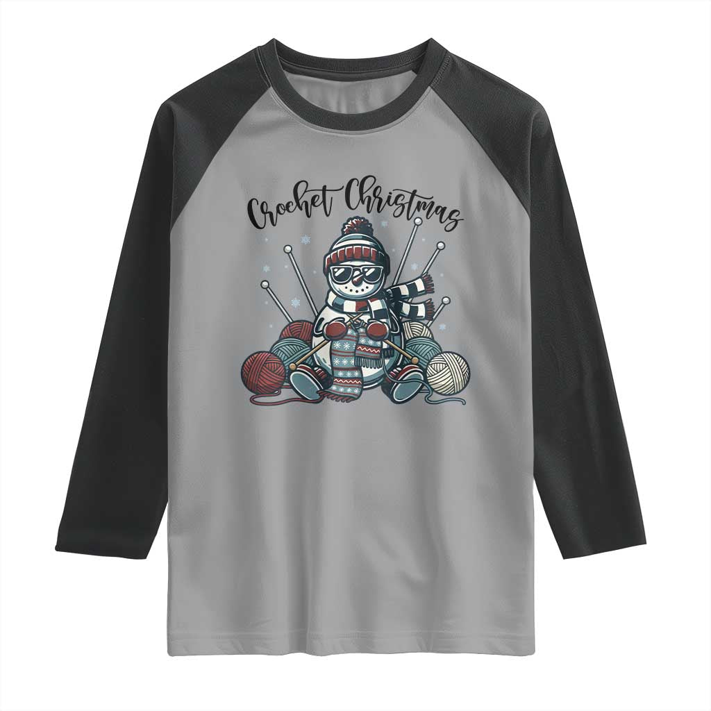 Crochet Christmas Raglan Shirt Funny Snowman Crocheting Gift TS12 Sport Gray Black Print Your Wear