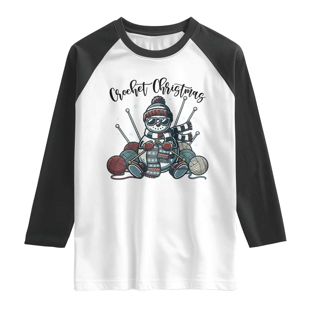 Crochet Christmas Raglan Shirt Funny Snowman Crocheting Gift TS12 White Black Print Your Wear