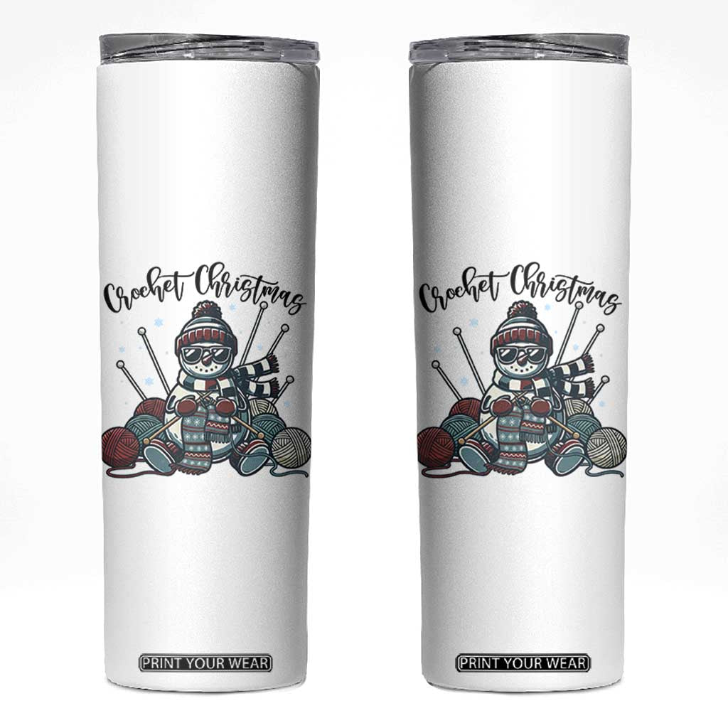 Crochet Christmas Skinny Tumbler Funny Snowman Crocheting Gift TS12 White Print Your Wear