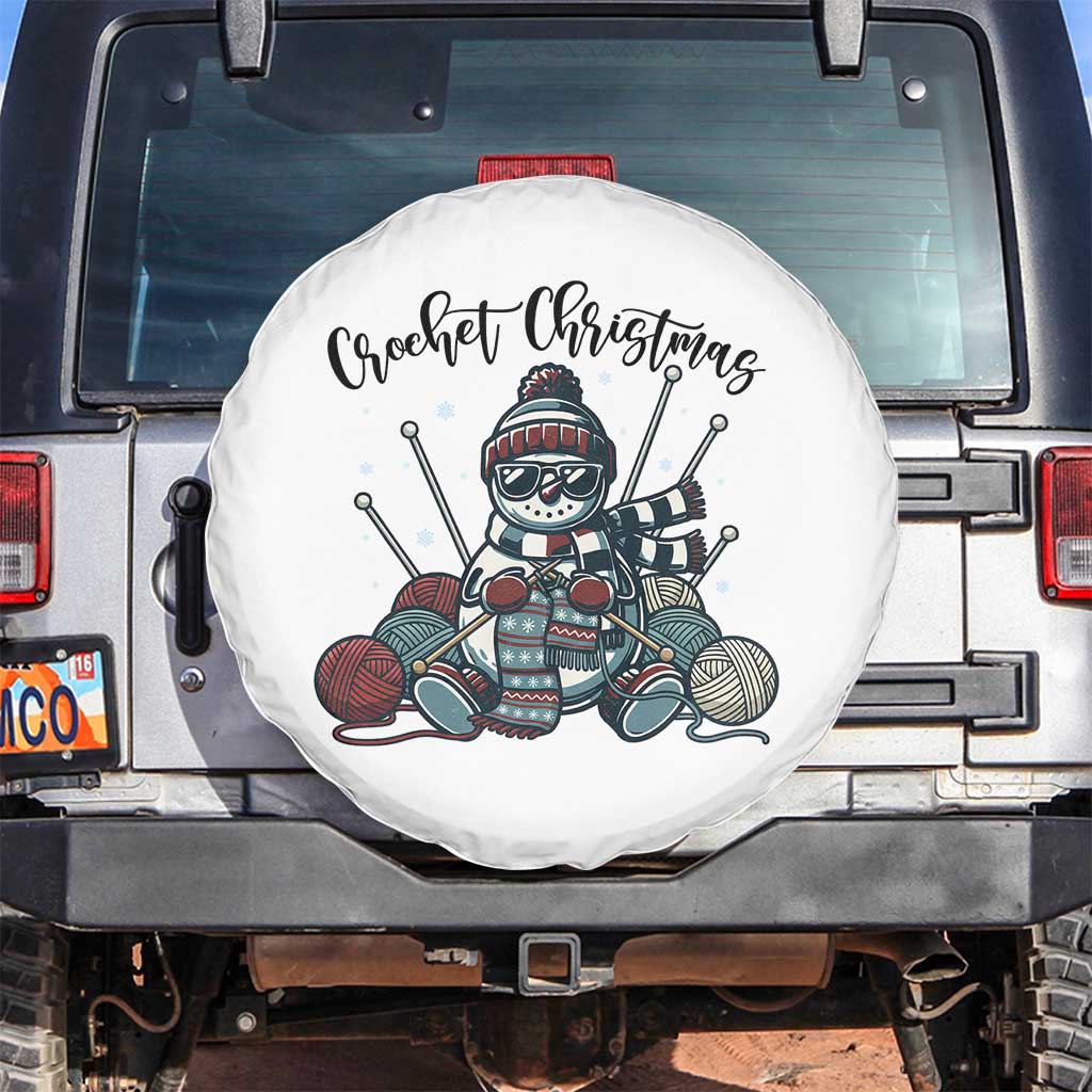 Crochet Christmas Spare Tire Cover Funny Snowman Crocheting Gift TS12 No hole White Print Your Wear