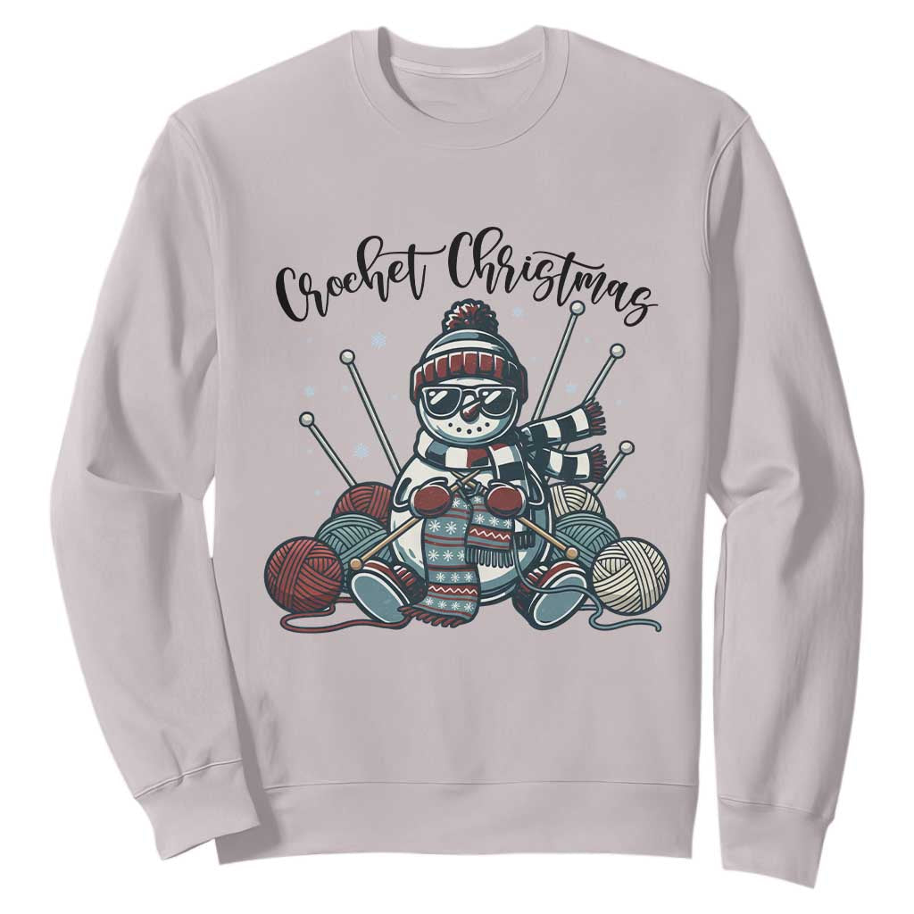 Crochet Christmas Sweatshirt Funny Snowman Crocheting Gift TS12 Ice Gray Print Your Wear