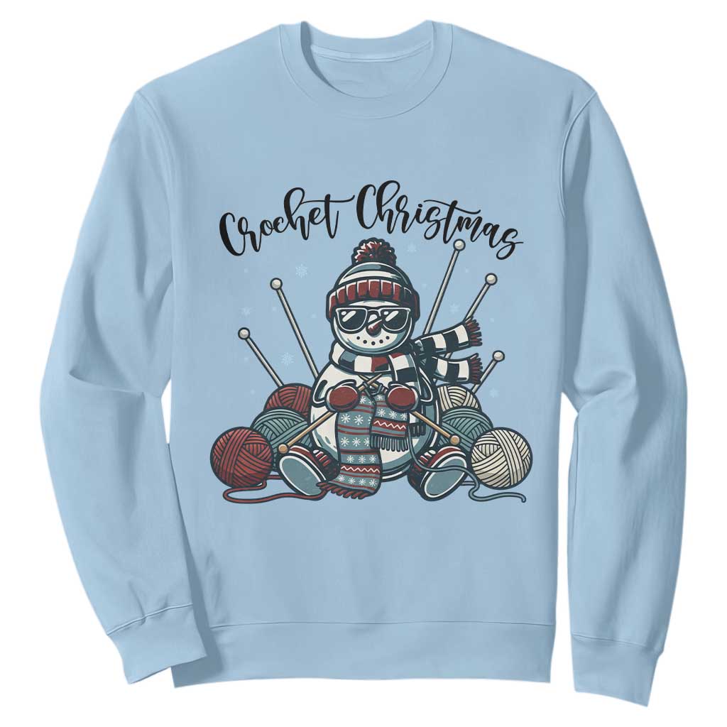 Crochet Christmas Sweatshirt Funny Snowman Crocheting Gift TS12 Light Blue Print Your Wear