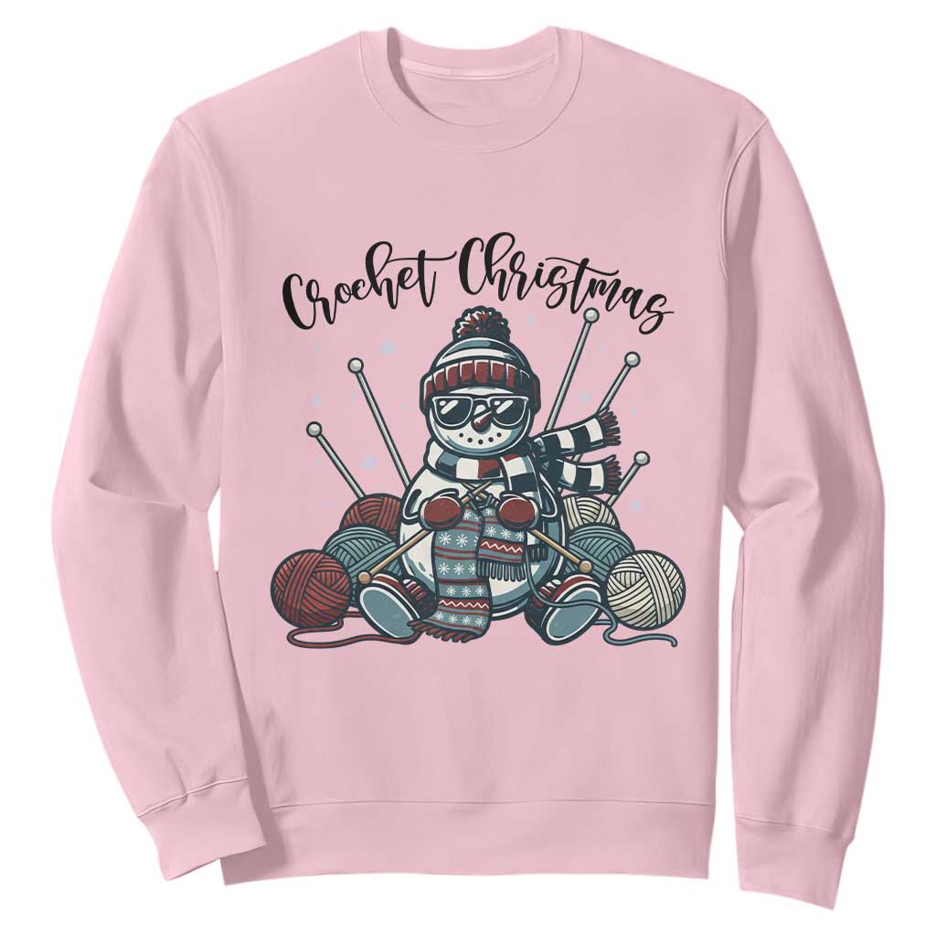 Crochet Christmas Sweatshirt Funny Snowman Crocheting Gift TS12 Light Pink Print Your Wear