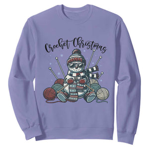 Crochet Christmas Sweatshirt Funny Snowman Crocheting Gift TS12 Violet Print Your Wear