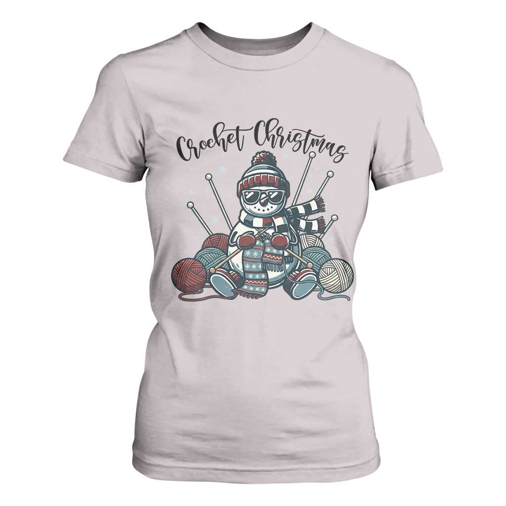 Crochet Christmas T Shirt For Women Funny Snowman Crocheting Gift TS12 Ice Gray Print Your Wear