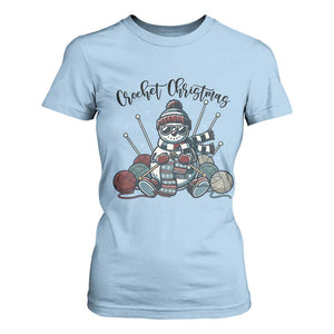 Crochet Christmas T Shirt For Women Funny Snowman Crocheting Gift TS12 Light Blue Print Your Wear