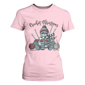 Crochet Christmas T Shirt For Women Funny Snowman Crocheting Gift TS12 Light Pink Print Your Wear