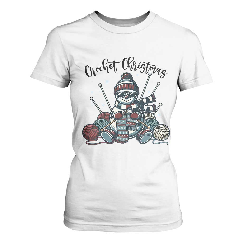 Crochet Christmas T Shirt For Women Funny Snowman Crocheting Gift TS12 White Print Your Wear