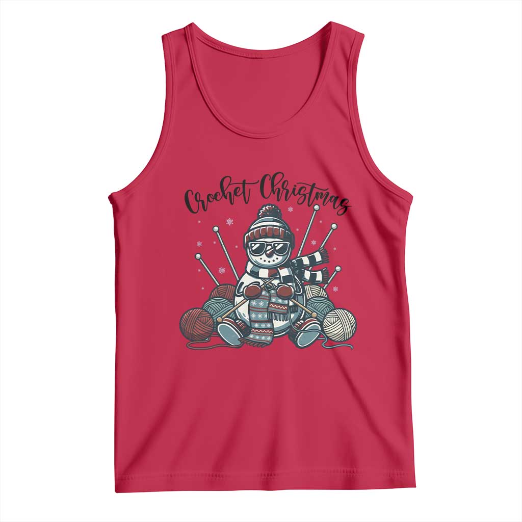 Crochet Christmas Tank Top Funny Snowman Crocheting Gift TS12 Red Print Your Wear