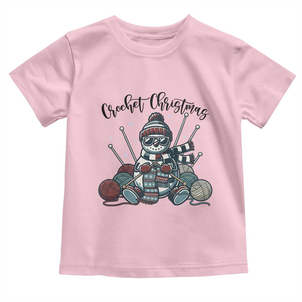 Crochet Christmas Toddler T Shirt Funny Snowman Crocheting Gift TS12 Light Pink Print Your Wear