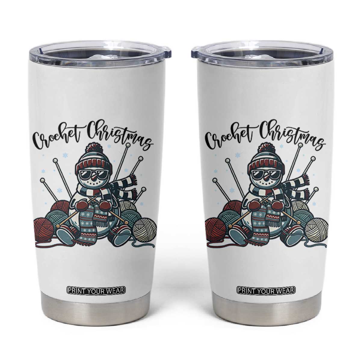 Crochet Christmas Tumbler Cup Funny Snowman Crocheting Gift TS12 White Print Your Wear