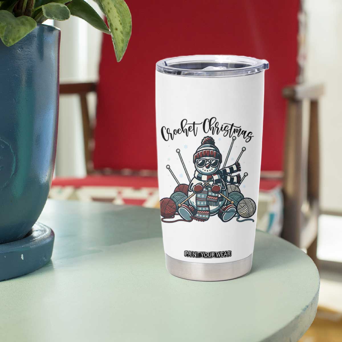 Crochet Christmas Tumbler Cup Funny Snowman Crocheting Gift TS12 Print Your Wear