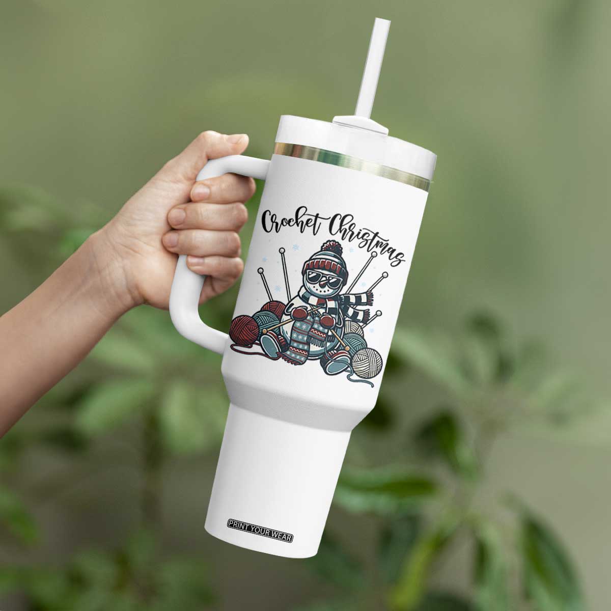 Crochet Christmas Tumbler With Handle Funny Snowman Crocheting Gift TS12 Print Your Wear