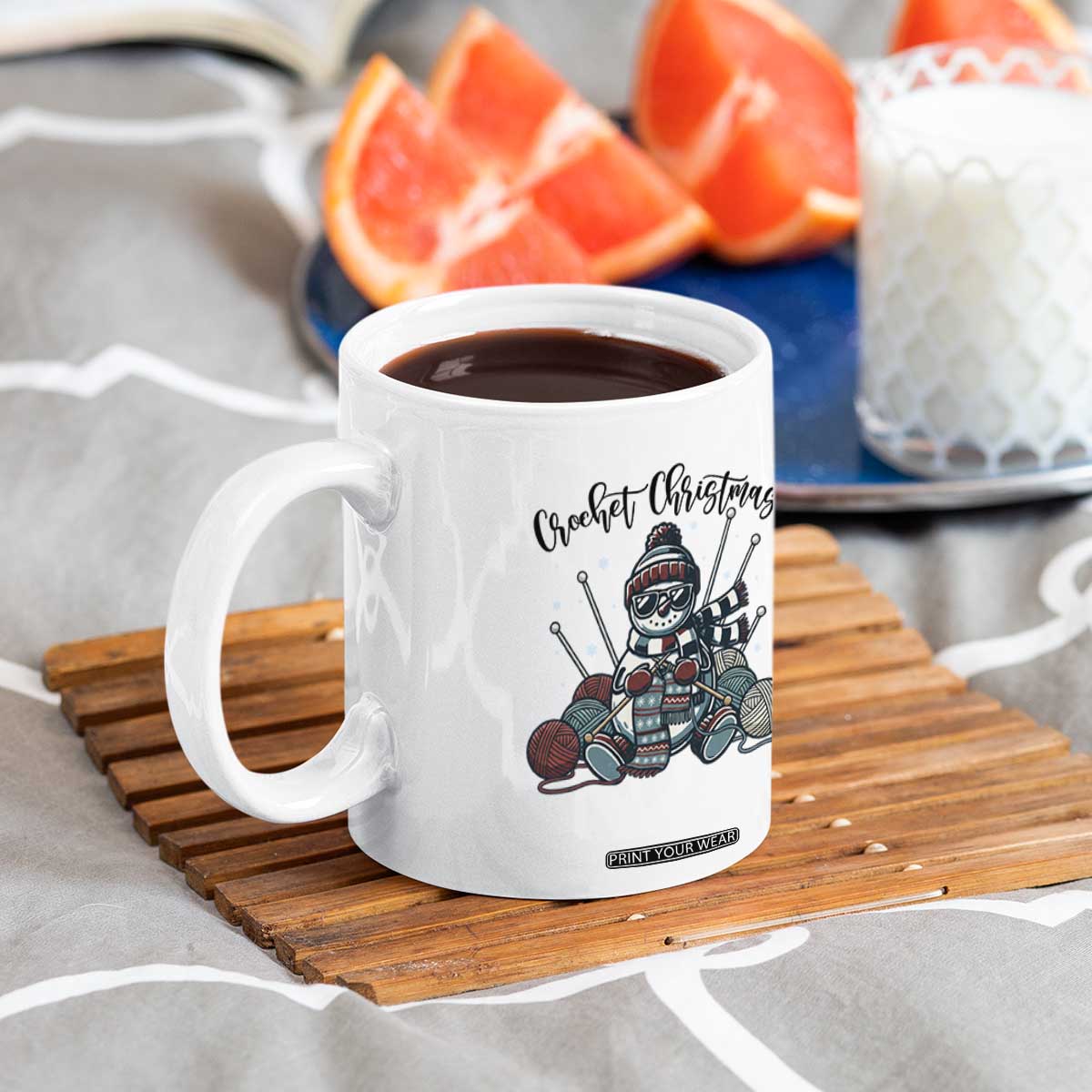 Crochet Christmas Coffee Mug Funny Snowman Crocheting Gift TS12 Print Your Wear