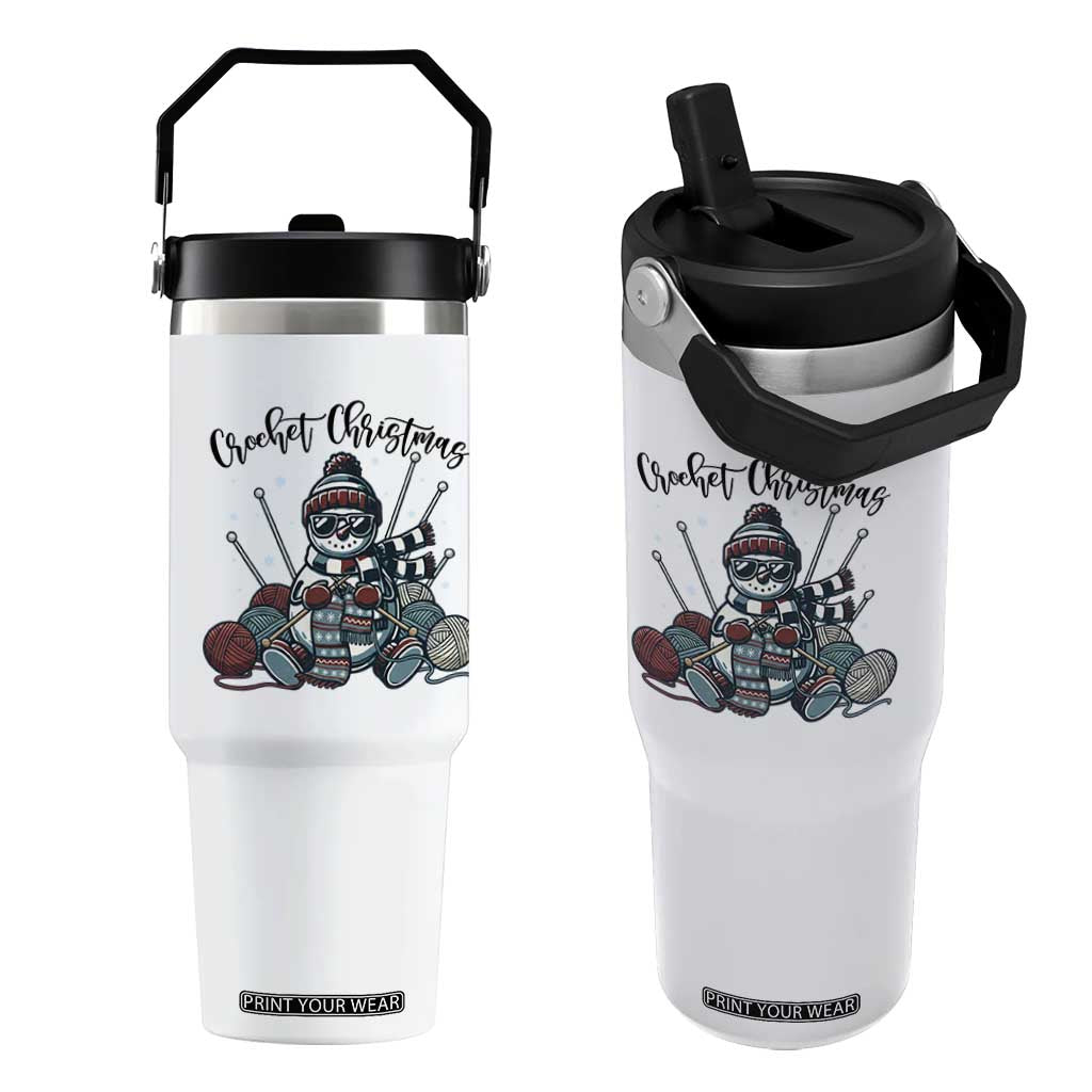 Crochet Christmas Flip Straw Tumbler Funny Snowman Crocheting Gift TS12 One Size: 30 oz White Print Your Wear