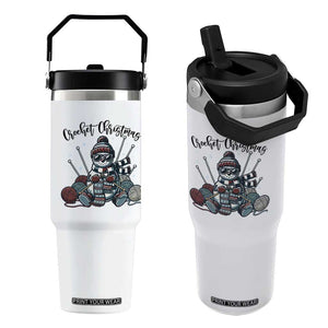 Crochet Christmas Flip Straw Tumbler Funny Snowman Crocheting Gift TS12 One Size: 30 oz White Print Your Wear