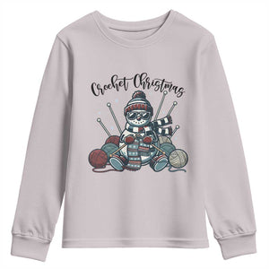 Crochet Christmas Youth Sweatshirt Funny Snowman Crocheting Gift TS12 Ice Gray Print Your Wear