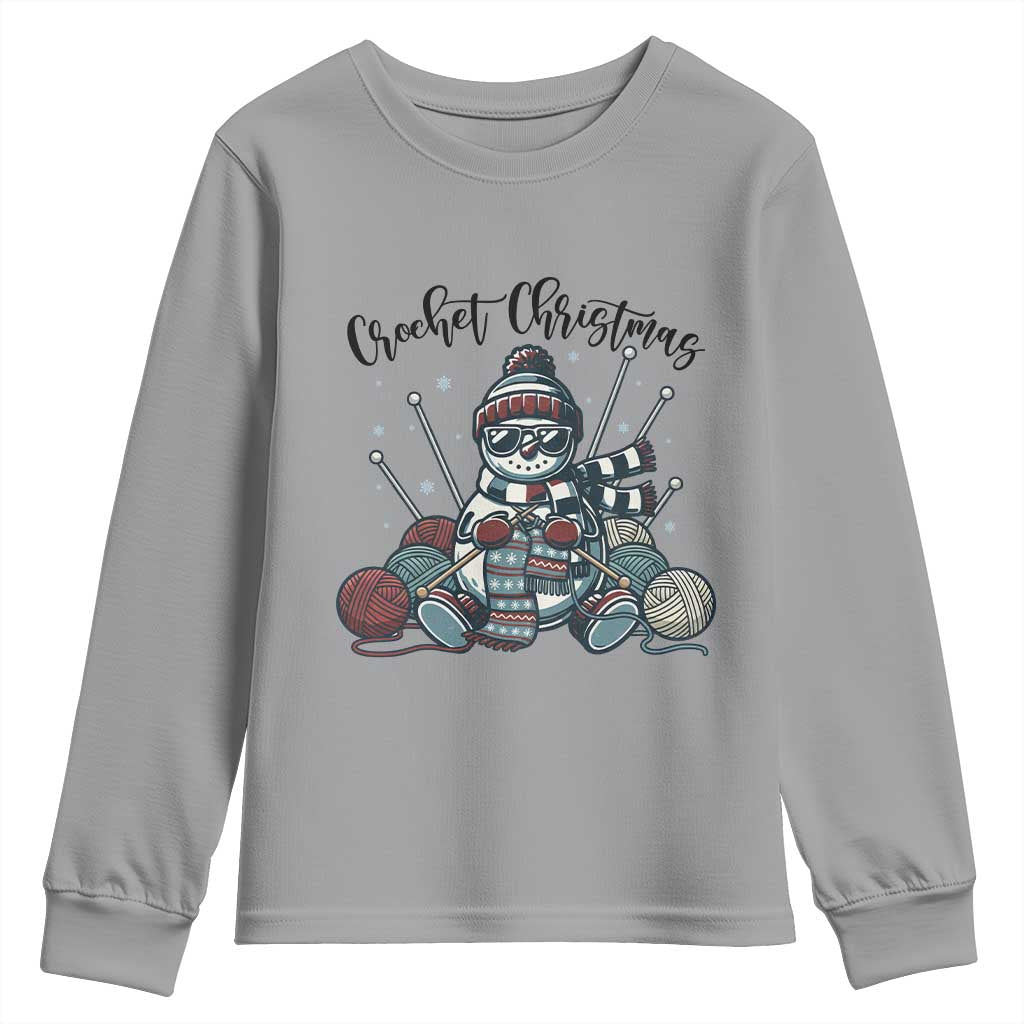 Crochet Christmas Youth Sweatshirt Funny Snowman Crocheting Gift TS12 Sport Gray Print Your Wear