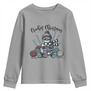 Crochet Christmas Youth Sweatshirt Funny Snowman Crocheting Gift TS12 Sport Gray Print Your Wear