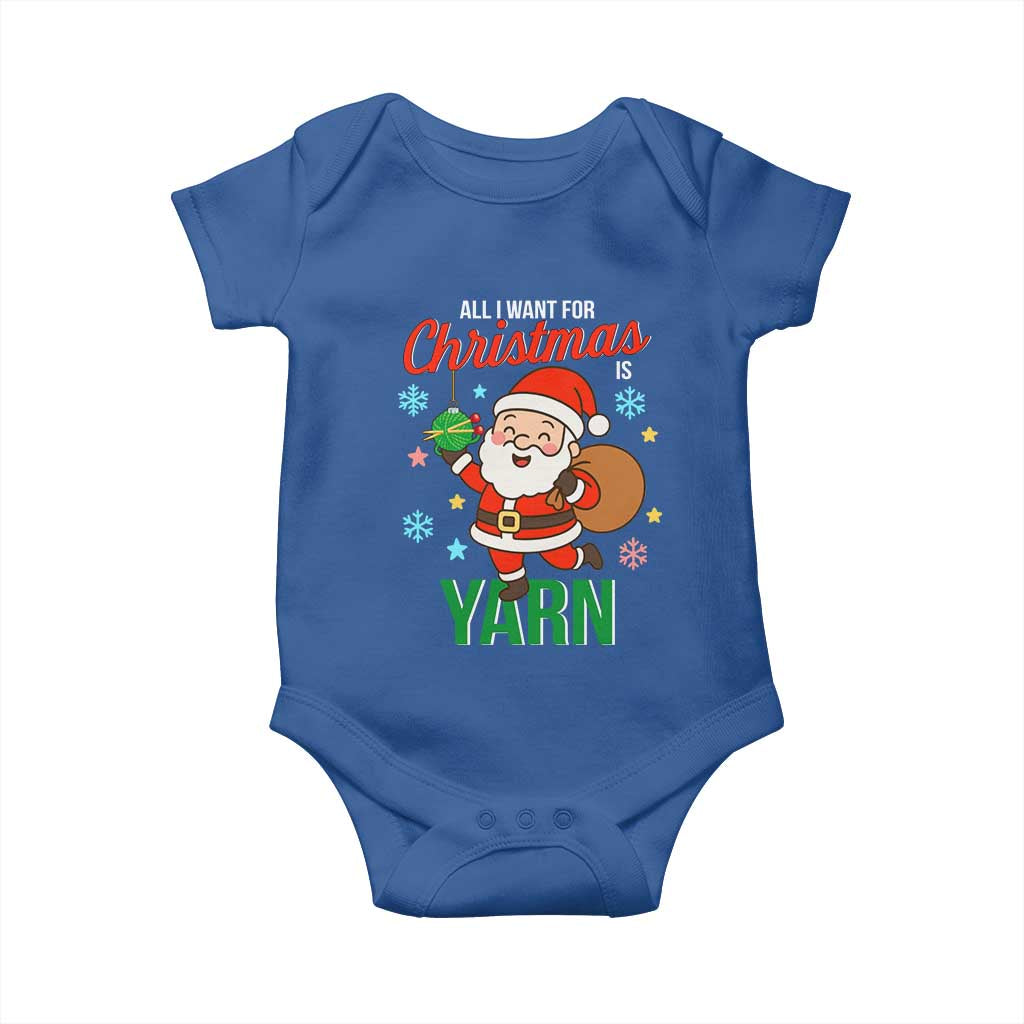 All I Want For Christmas Is Yarn Baby Onesie Knitting Christmas TS12 Royal Blue Print Your Wear