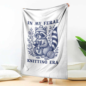 In My Feral Knitting Era Throw Blanket Raccoon Yarn Lover TS12 Print Your Wear