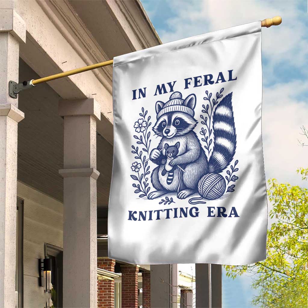 In My Feral Knitting Era Garden Flag Raccoon Yarn Lover TS12 Print Your Wear