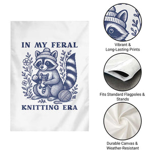 In My Feral Knitting Era Garden Flag Raccoon Yarn Lover TS12 Print Your Wear