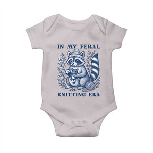 In My Feral Knitting Era Baby Onesie Raccoon Yarn Lover TS12 Ice Gray Print Your Wear