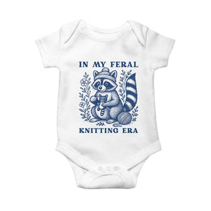 In My Feral Knitting Era Baby Onesie Raccoon Yarn Lover TS12 White Print Your Wear
