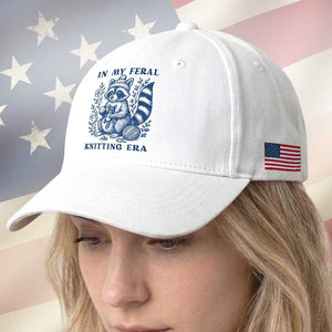 In My Feral Knitting Era Baseball Cap Raccoon Yarn Lover TS12 Print Your Wear